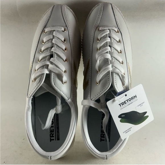 Tretorn Nylite Plus Leather Women’s Shoes White and Gold Women’s Size 10 M - Picture 5 of 6